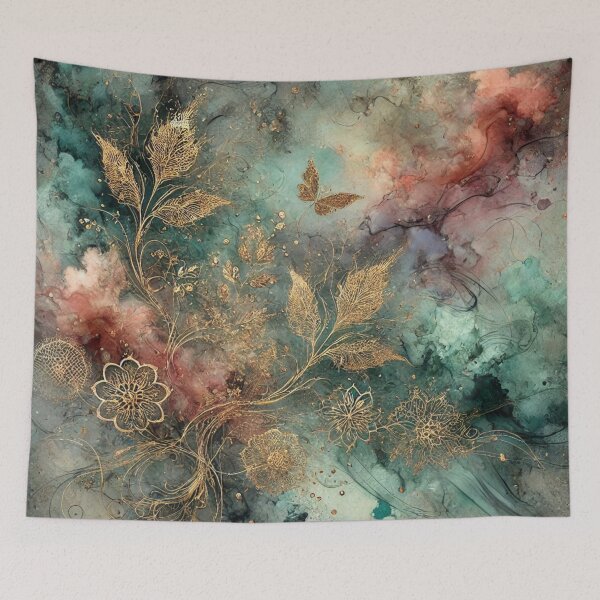 Item preview, Celestial Garden in Verdigris Bloom Abstract Art Collection designed and sold by Dream Bloom Gallery.