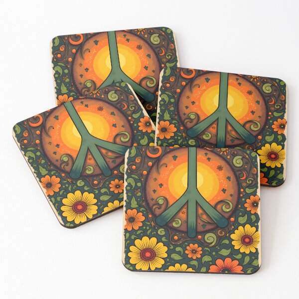 Item preview, Retro Vintage 70s - Peaceful Hippie Art designed and sold by  VectorArtFactory.