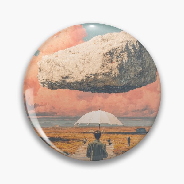 Item preview, Master of Destiny – Surreal Minimalist Art Print | Floating Rock & Umbrella Figure Illustration designed and sold by artHAPPEAK.