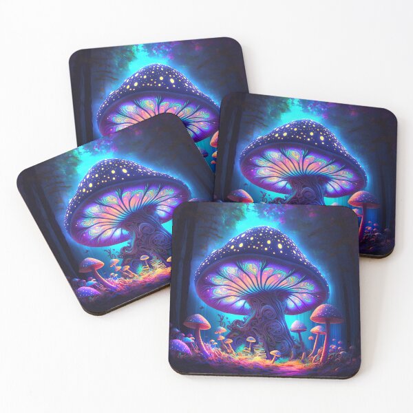 Item preview, Psychedelic MUSHROOM Black Light Art  designed and sold by CleverCulture.