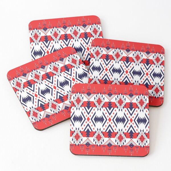 Item preview, Traditional Thai Geometric Fabric Pattern in Red, White, and Navy designed and sold by DesignByNui.