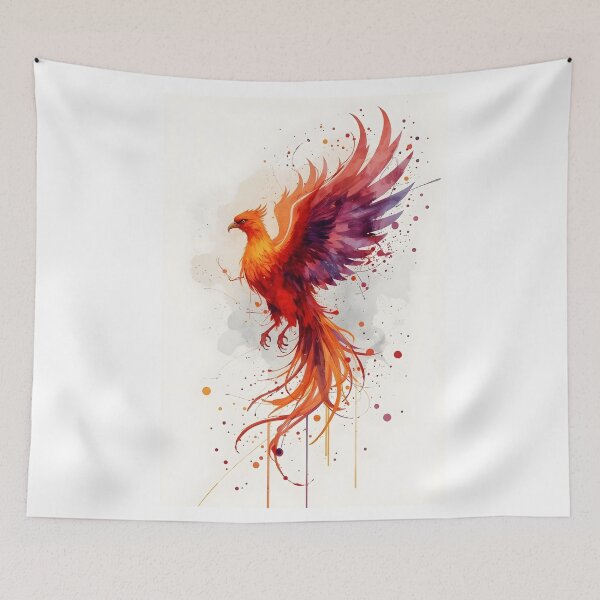 Item preview, watercolor Phoenix rainbow, Mythical creature, Fantasy animal designed and sold by The Dream Lab.