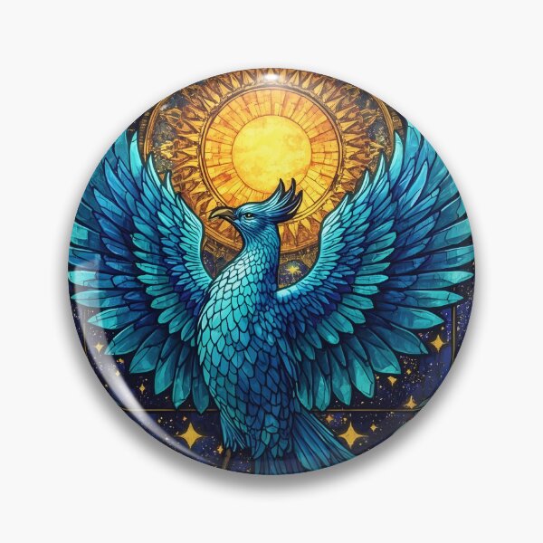 Item preview, Phoenix blue stained glass, Mythical creature, Fantasy animal designed and sold by The Dream Lab.