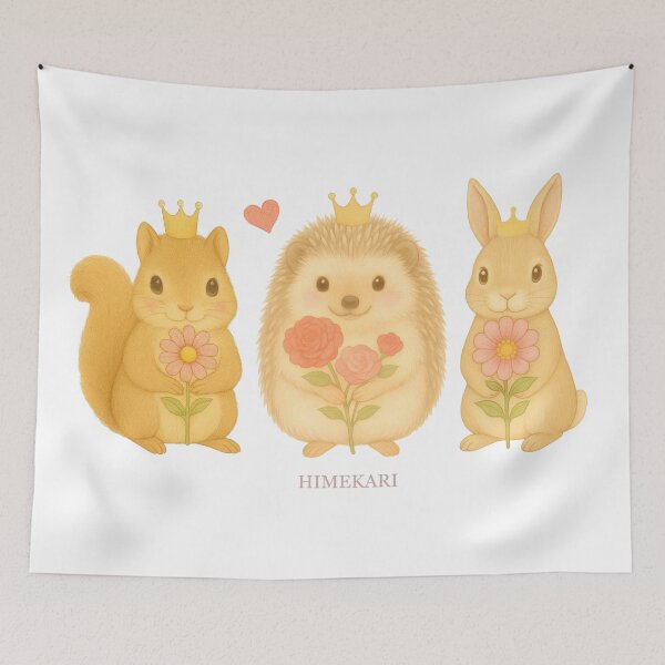 Artikelvorschau, HIMEKARI Sterne | Eichhörnchen, Igel & Hase mit Blumen - Transparent entworfen und verkauft von HIMEKARI.