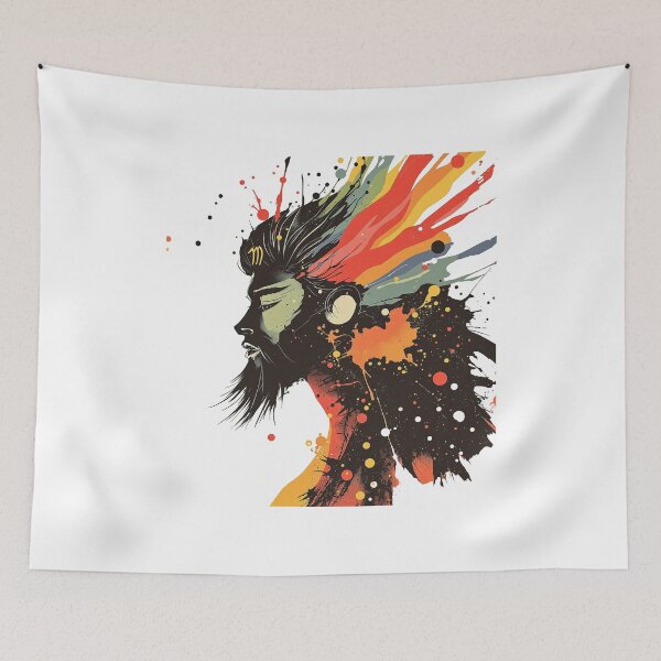 Item preview, Dynamic Abstract Portrait - Vibrant Hair Flow Art designed and sold by NSB-Design.
