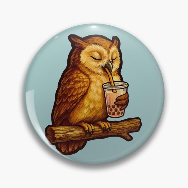 Item preview, Owl Drinking Boba Tea designed and sold by Myra365Art.