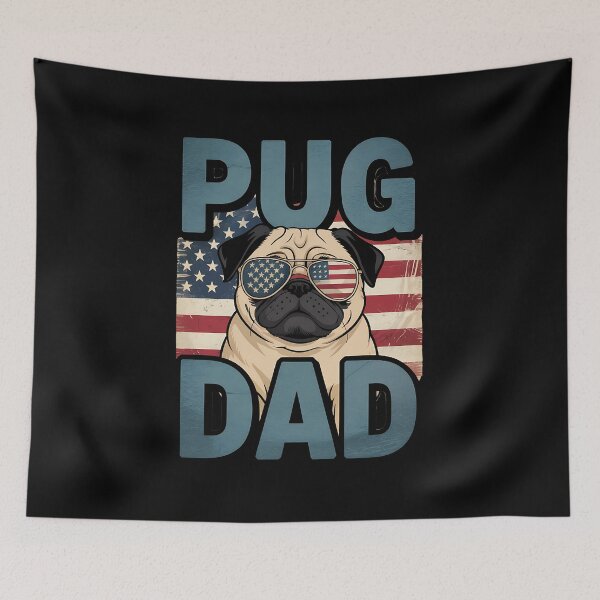 Item preview, Pug Dad Dog Fathers Day Patriotic pug Dad Dog USA Flag designed and sold by BakeryDozen.