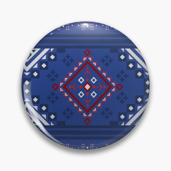 Item preview,  Intricate Indigo and Red Geometric Pattern with Diamond Motifs designed and sold by DesignByNui.
