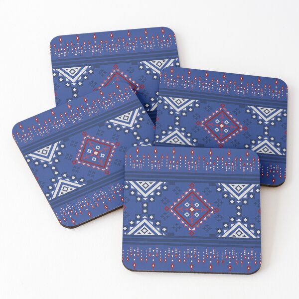 Item preview,  Intricate Indigo and Red Geometric Pattern with Diamond Motifs designed and sold by DesignByNui.