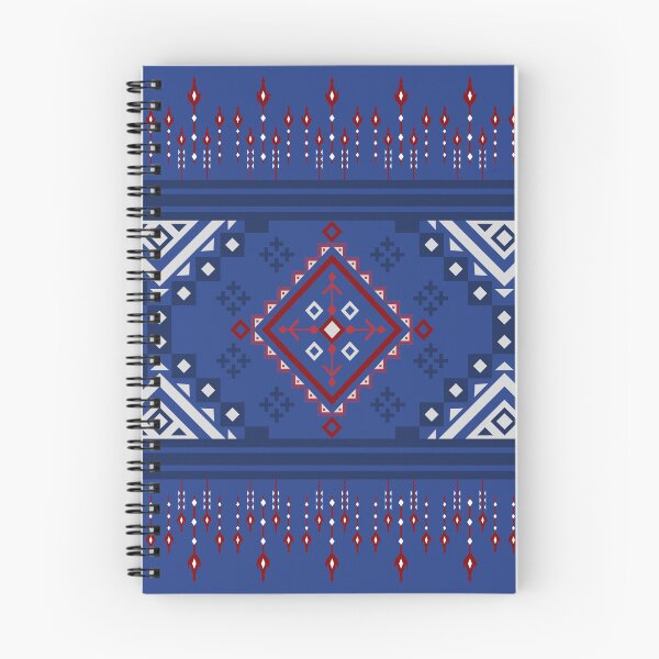 Item preview,  Intricate Indigo and Red Geometric Pattern with Diamond Motifs designed and sold by DesignByNui.
