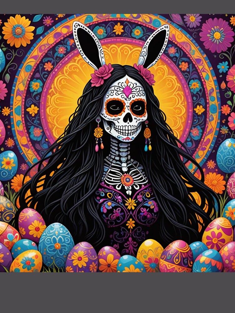 Thumbnail 6 von 6, Premium Oversized Pullover,  Easter Female Skeleton Bunny Ears La Muerta designt und verkauft von bbbeyond.
