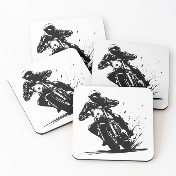 Item preview, Motorcycle Rider in Motion | Black and White Biker Art designed and sold by inkoutninja.