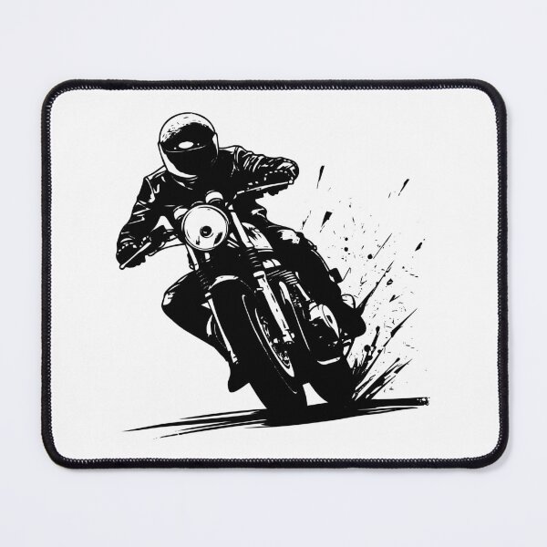 Item preview, Motorcycle Rider in Motion | Black and White Biker Art designed and sold by inkoutninja.
