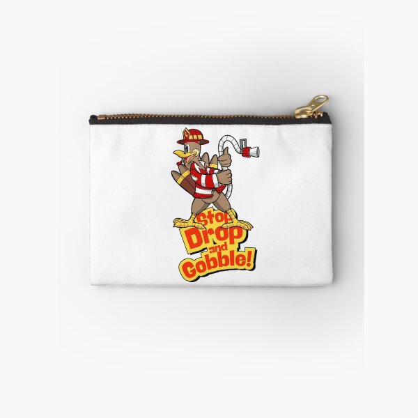 Item preview, stop  drop and gobble, Funny Thanksgiving Turkey Firefighter Cartoon Character Illustration designed and sold by StairheadStore.