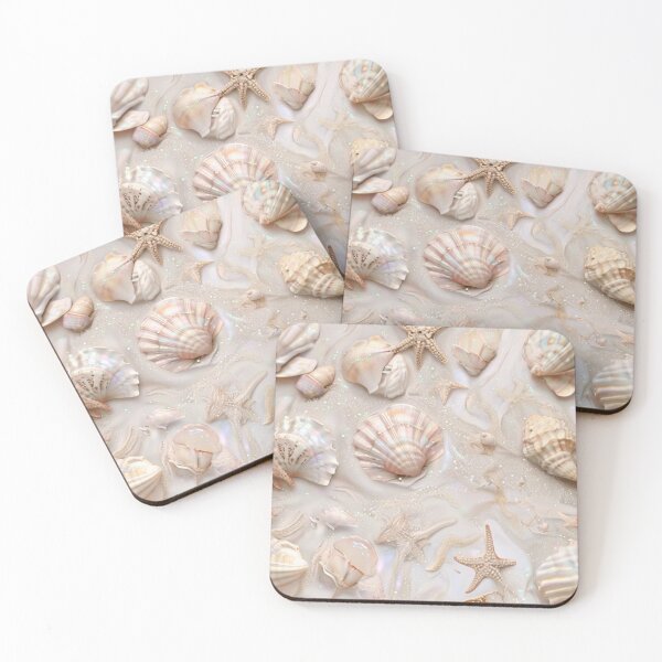 Item preview, Pastel Seashell Glitter Beach Pattern designed and sold by Doodle-Muffin.