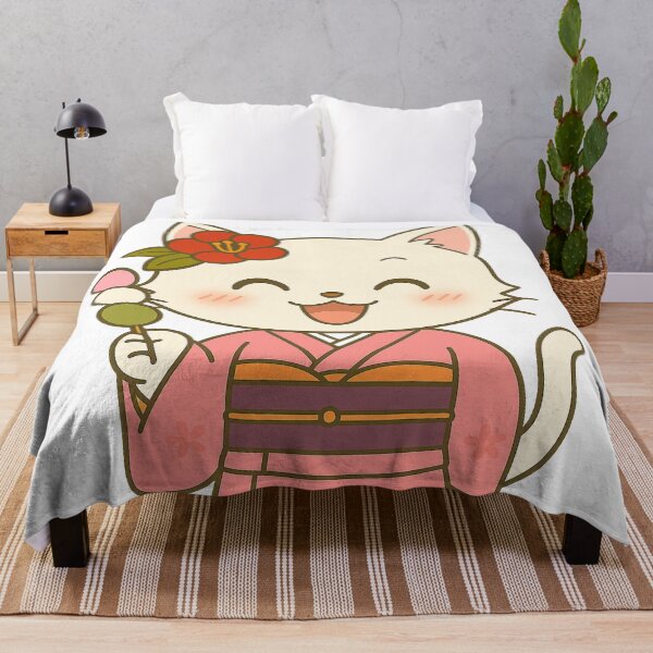 Item preview, Smiling Kimono Cat with Dango – Nekoko Tsubaki designed and sold by NEKOKO BIYORI.