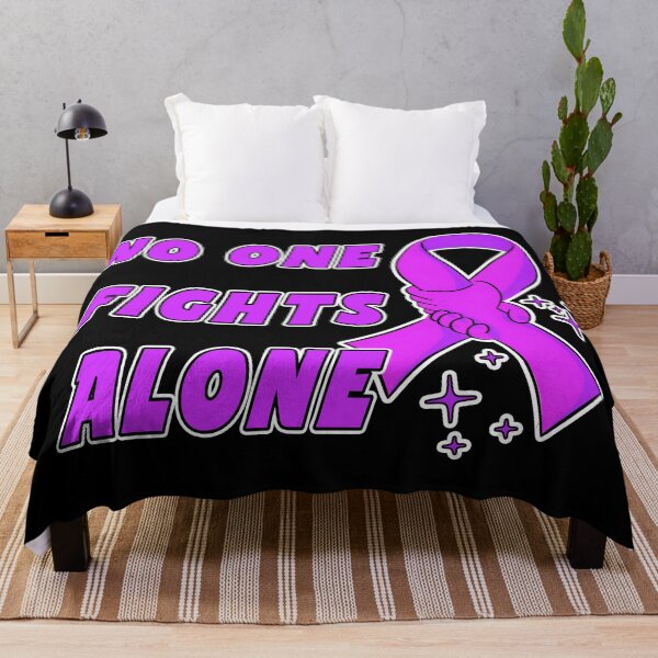 Item preview, No One Fights Alone – Bold Purple Ribbon Support fight against cancer designed and sold by CreativeKami.