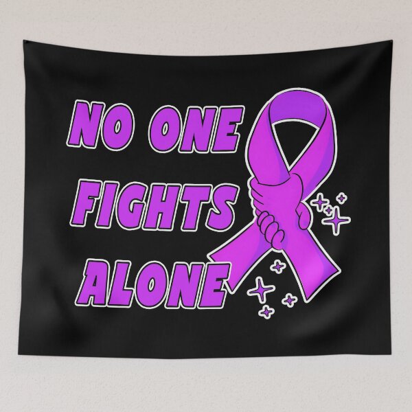 Item preview, No One Fights Alone – Bold Purple Ribbon Support fight against cancer designed and sold by CreativeKami.