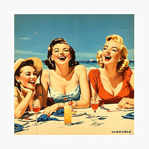 Item preview, Journée de plage rétro – Affiches vintage avec des femmes élégantes, 60 ambiances estivales designed and sold by Stan Art Store.