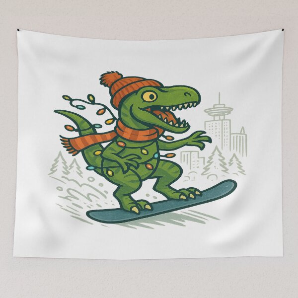 Item preview, Vancouver Velociraptor: Funny Merry Christmas Dinosaur with Christmas Lights  designed and sold by Globalcitytees.
