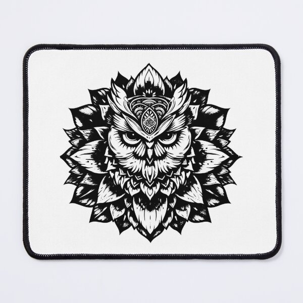 Item preview, Mandala Owl Design | Black and White Spiritual Animal Art designed and sold by inkoutninja.