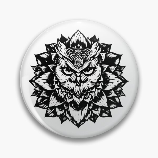 Item preview, Mandala Owl Design | Black and White Spiritual Animal Art designed and sold by inkoutninja.