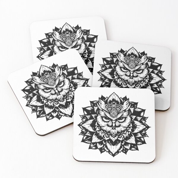 Item preview, Mandala Owl Design | Black and White Spiritual Animal Art designed and sold by inkoutninja.