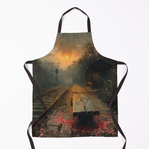 Item preview, Rainy Train Stop with Fallen Petals designed and sold by AITuneSphere.