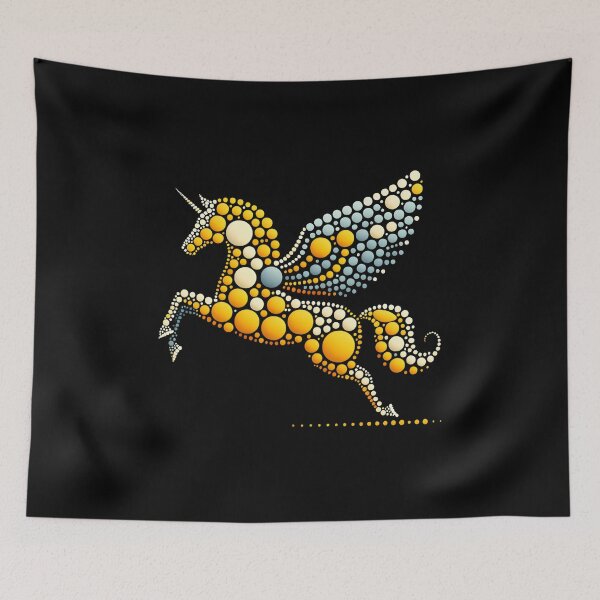 Item preview, Majestic Winged Unicorn in Modern Pointillism Dot Design designed and sold by NSB-Design.