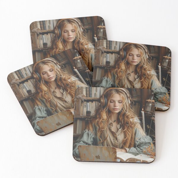 Item preview, Cozy Study Girl in Vintage Library designed and sold by AITuneSphere.