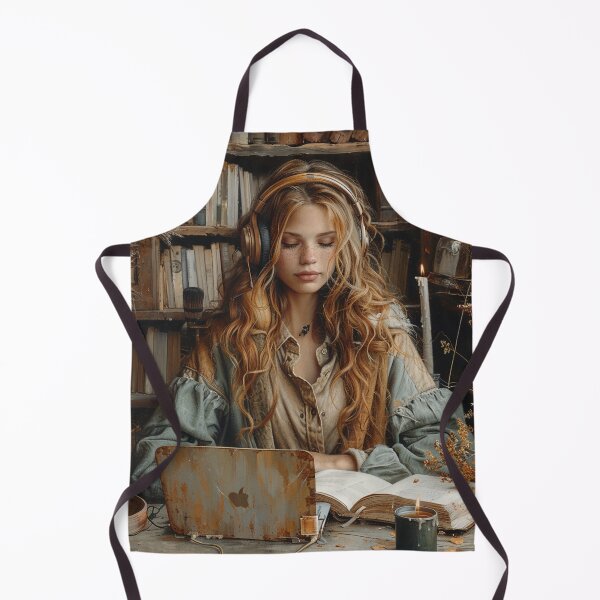 Item preview, Cozy Study Girl in Vintage Library designed and sold by AITuneSphere.