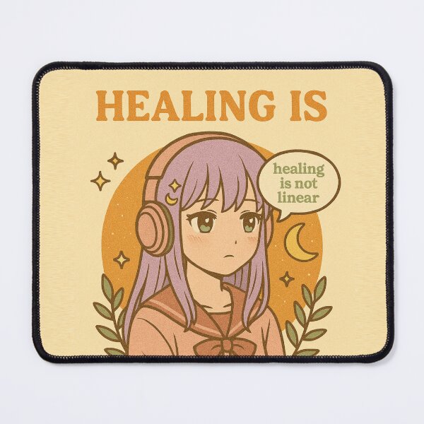 Item preview, Healing Is Not Linear | Anime Girl Mental Health Quote Aesthetic Design designed and sold by Digicraftsno1.