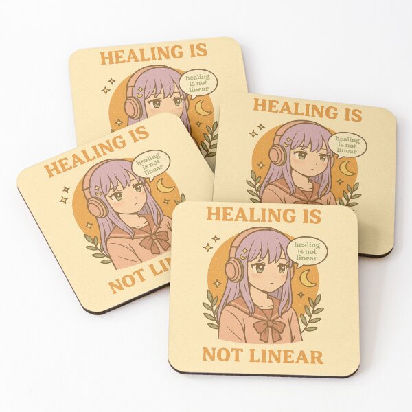 Item preview, Healing Is Not Linear | Anime Girl Mental Health Quote Aesthetic Design designed and sold by Digicraftsno1.