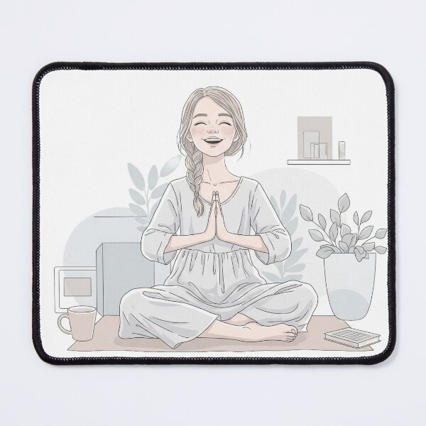 Item preview, Happy girl in lotus position designed and sold by DropRomance.
