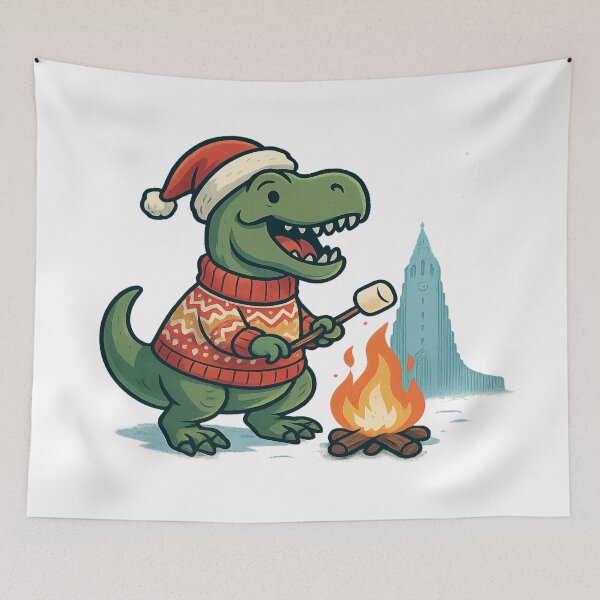 Item preview, Merry Christmas Dinosaur – Funny Reykjavik Dino Under Christmas Lights designed and sold by Globalcitytees.