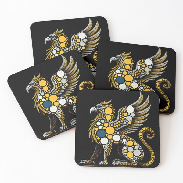 Item preview, Regal Griffin Dot Art - Yellow, Blue, and White Mosaic designed and sold by NSB-Design.