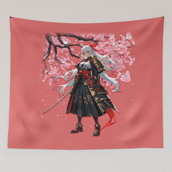 Item preview, Onna Bugeisha Under Cherry Blossom Tree – Anime Samurai Art designed and sold by Born to Isekai.