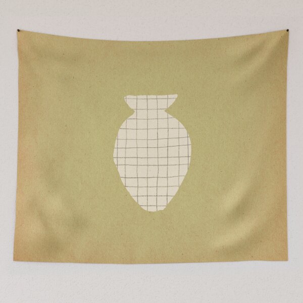 Item preview, Checkered vase silhouette on pale green paper designed and sold by WhalesWay.