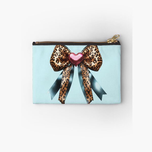 Item preview, Leopard Satin Bow with Pink Crystal Heart – Glam Animal Print Design designed and sold by EmeraldeaArt.