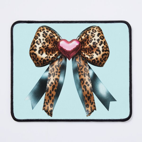 Item preview, Leopard Satin Bow with Pink Crystal Heart – Glam Animal Print Design designed and sold by EmeraldeaArt.