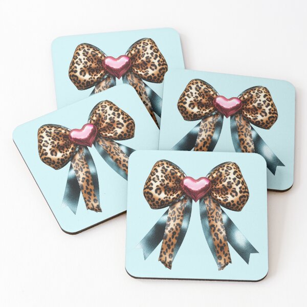 Item preview, Leopard Satin Bow with Pink Crystal Heart – Glam Animal Print Design designed and sold by EmeraldeaArt.