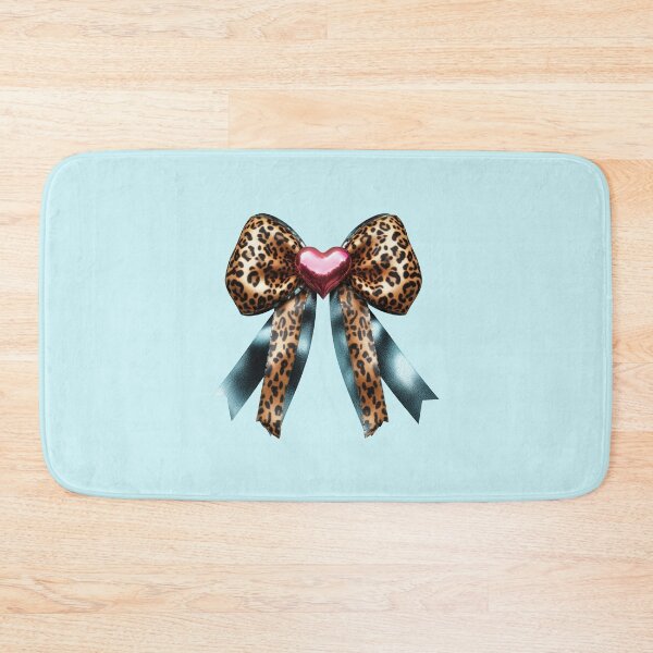 Item preview, Leopard Satin Bow with Pink Crystal Heart – Glam Animal Print Design designed and sold by EmeraldeaArt.