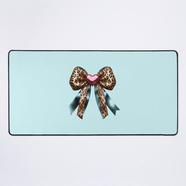 Item preview, Leopard Satin Bow with Pink Crystal Heart – Glam Animal Print Design designed and sold by EmeraldeaArt.