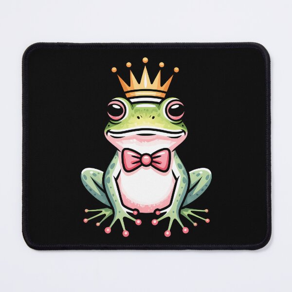 Item preview, Kawaii Frog Wearing Pink Bow Tie and Crown Illustration designed and sold by Eh Plus Designs.