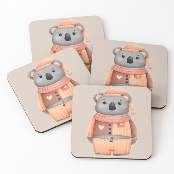 Item preview, Cute koala standing wear pajamas and scarf in winter designed and sold by mailsberry.