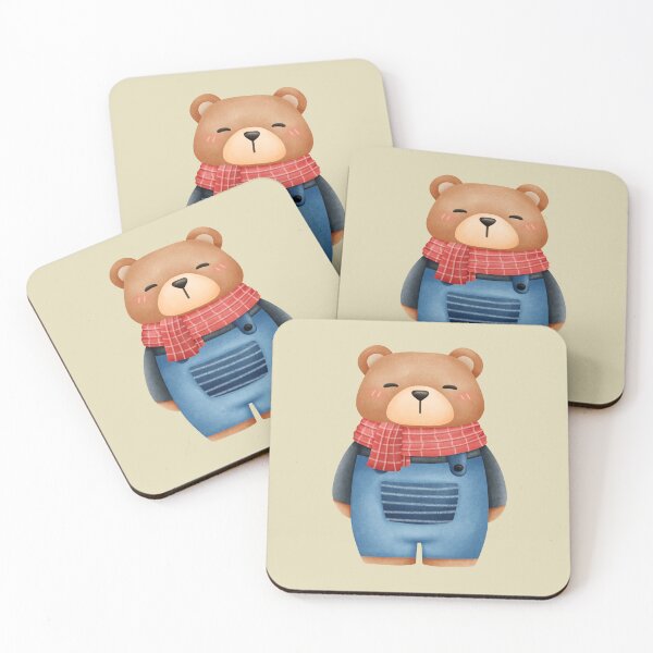 Item preview, Cute brown teddy bear wear apron and red scarf in winter	 designed and sold by mailsberry.