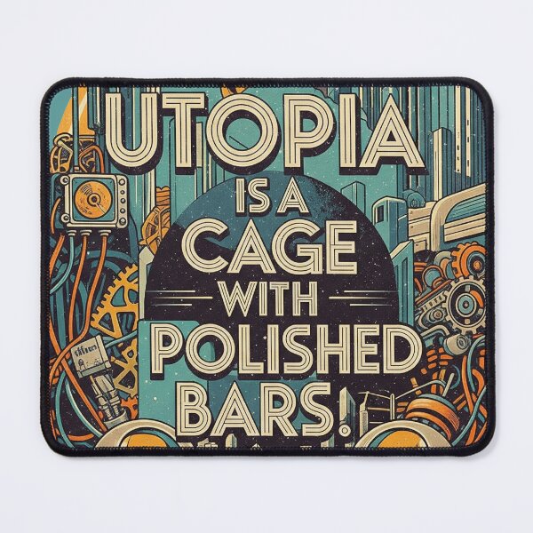 Item preview, Название: "Utopia is a Cage with Polished Bars" World Without Flaws Dystopian Quote designed and sold by Elizarfa.