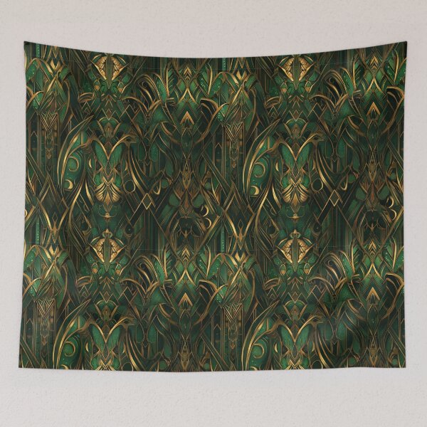 Item preview, Emerald Green & Gold Art Deco Pattern designed and sold by CleverboyDsgns.