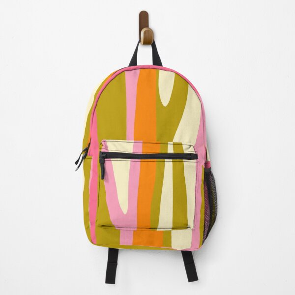 Item preview, Abstract Wild Stripes Eclectic Pattern in Pink Chartreuse Orange Cream designed and sold by kierkegaard.