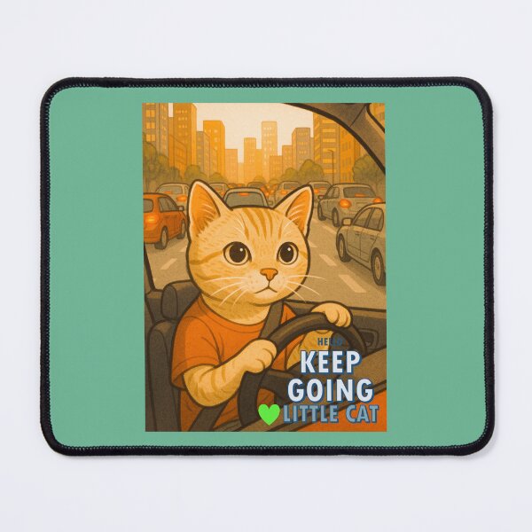 Item preview, A cute tabby cat drives through heavy city traffic designed and sold by ARTFULDSIGN.